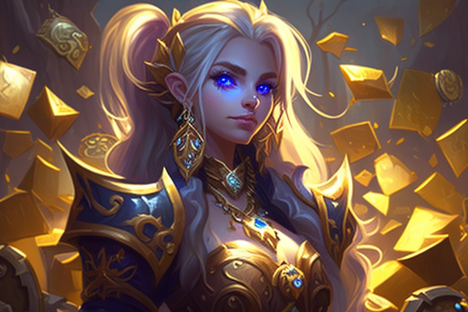 WoW Blood Elf with Gold coins