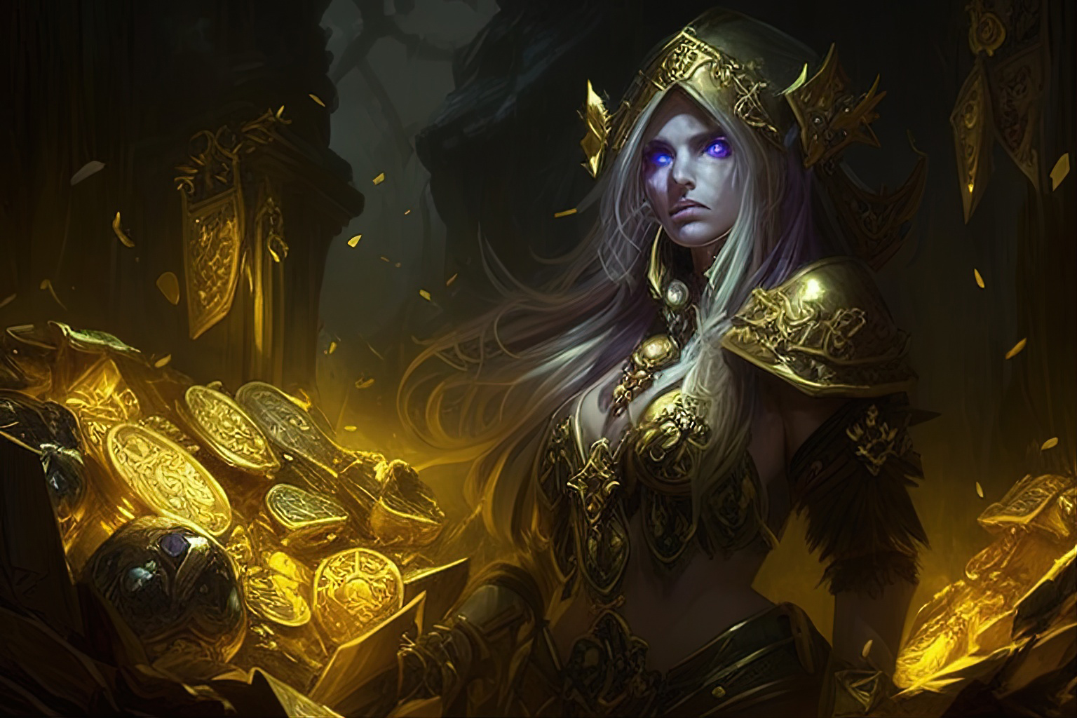WoW Blood Elf with Gold coins